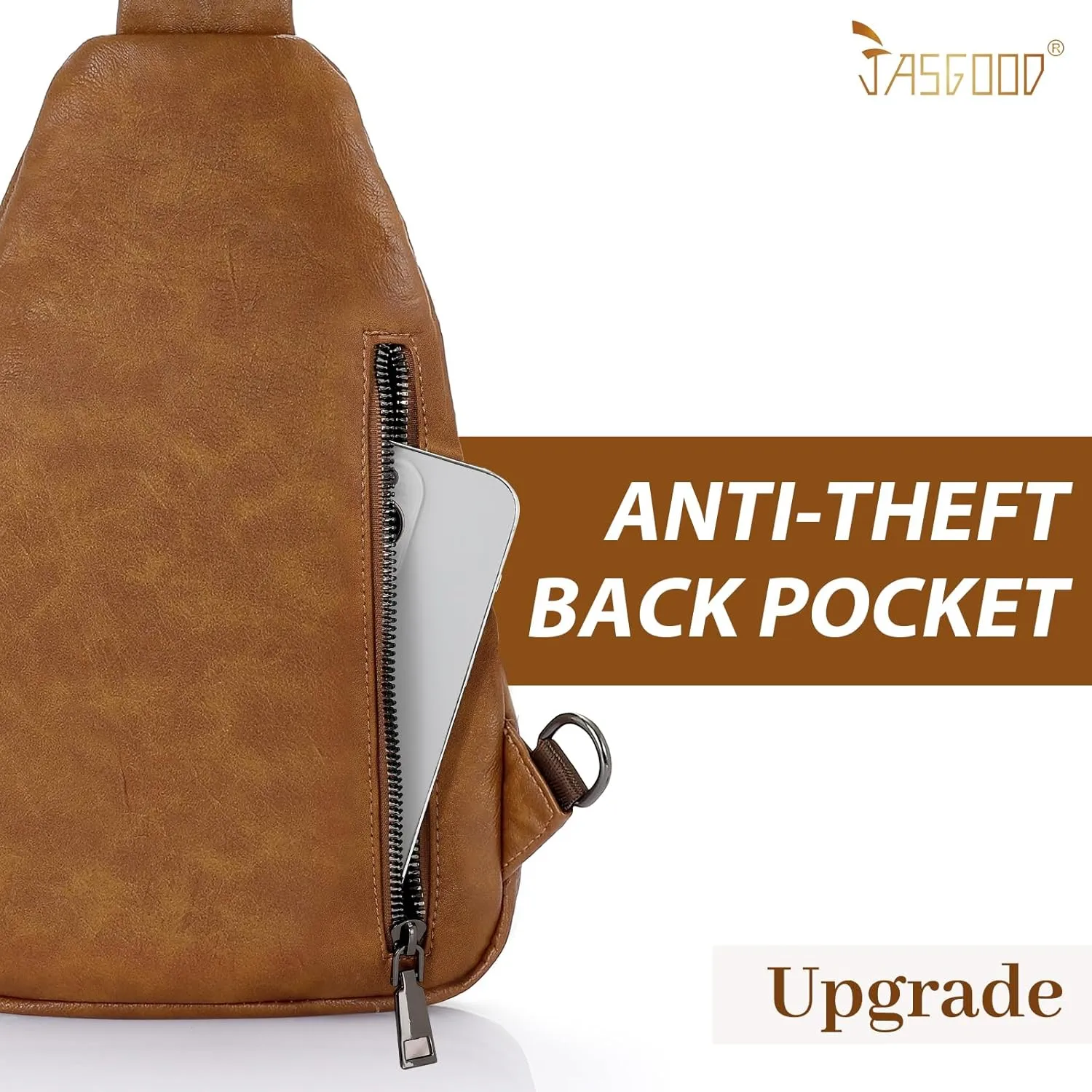 JASGOOD Anti Theft Small Sling Bag for Women Leather Fanny Packs Crossbody Bags Trendy Anti-Theft Sling Purse for Travel