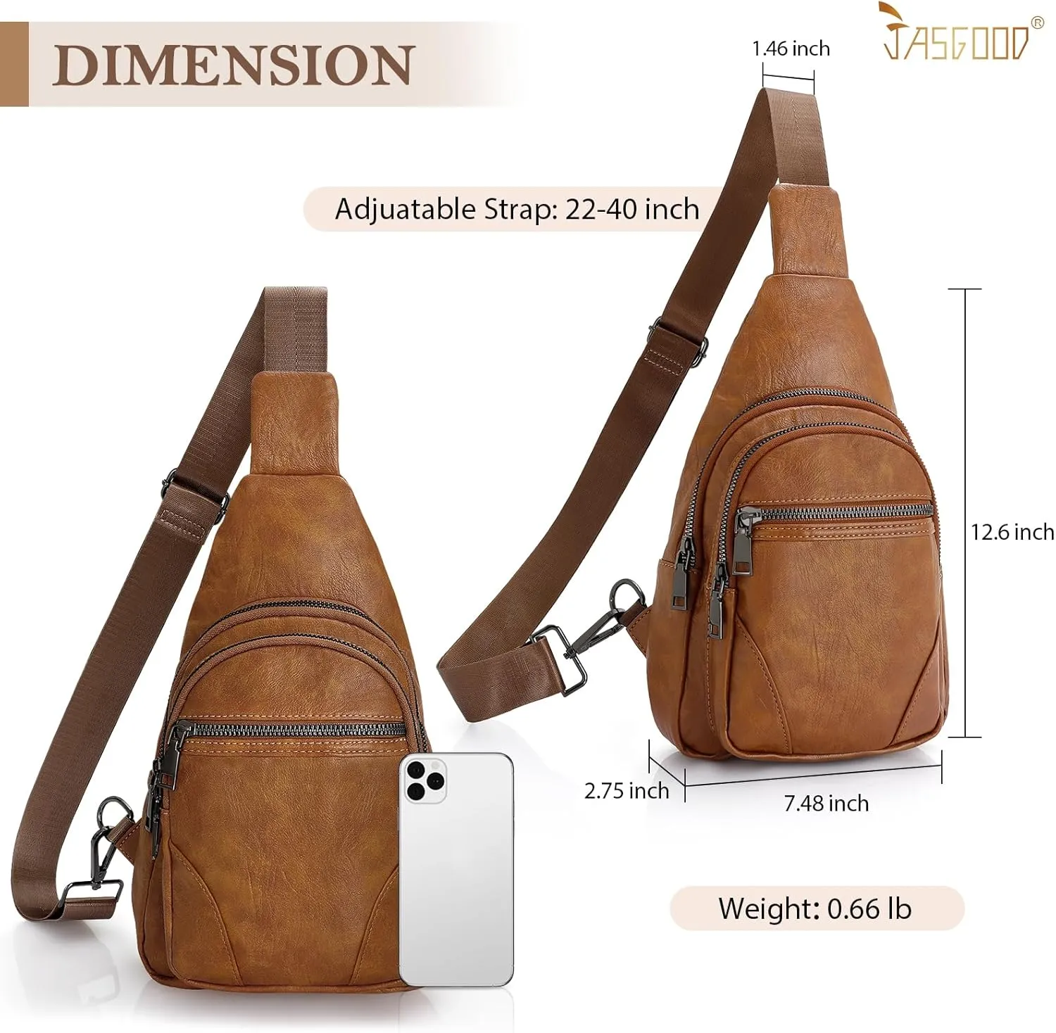 JASGOOD Anti Theft Small Sling Bag for Women Leather Fanny Packs Crossbody Bags Trendy Anti-Theft Sling Purse for Travel