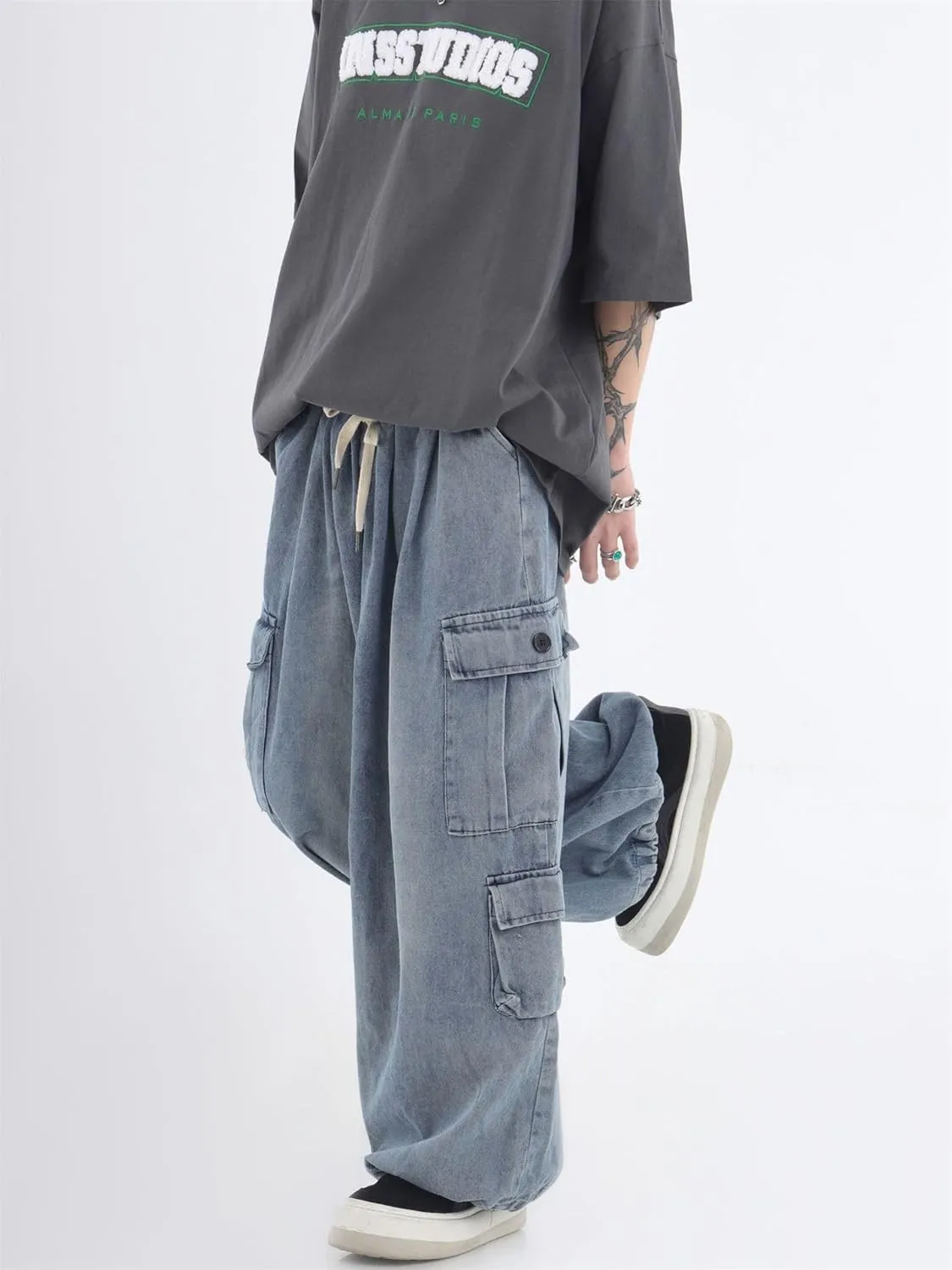 Jeans for Women Men Baggy Jeans Y2K Baggy Cargo Pants Grunge Parachute Pants Emo Alt Streetwear Hip Hop