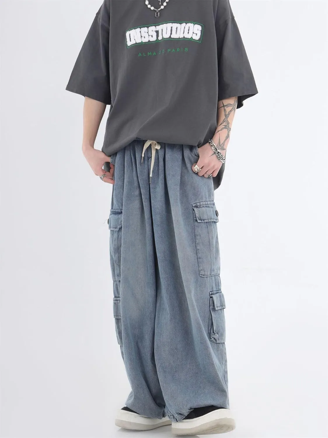 Jeans for Women Men Baggy Jeans Y2K Baggy Cargo Pants Grunge Parachute Pants Emo Alt Streetwear Hip Hop