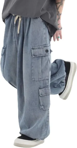 Jeans for Women Men Baggy Jeans Y2K Baggy Cargo Pants Grunge Parachute Pants Emo Alt Streetwear Hip Hop