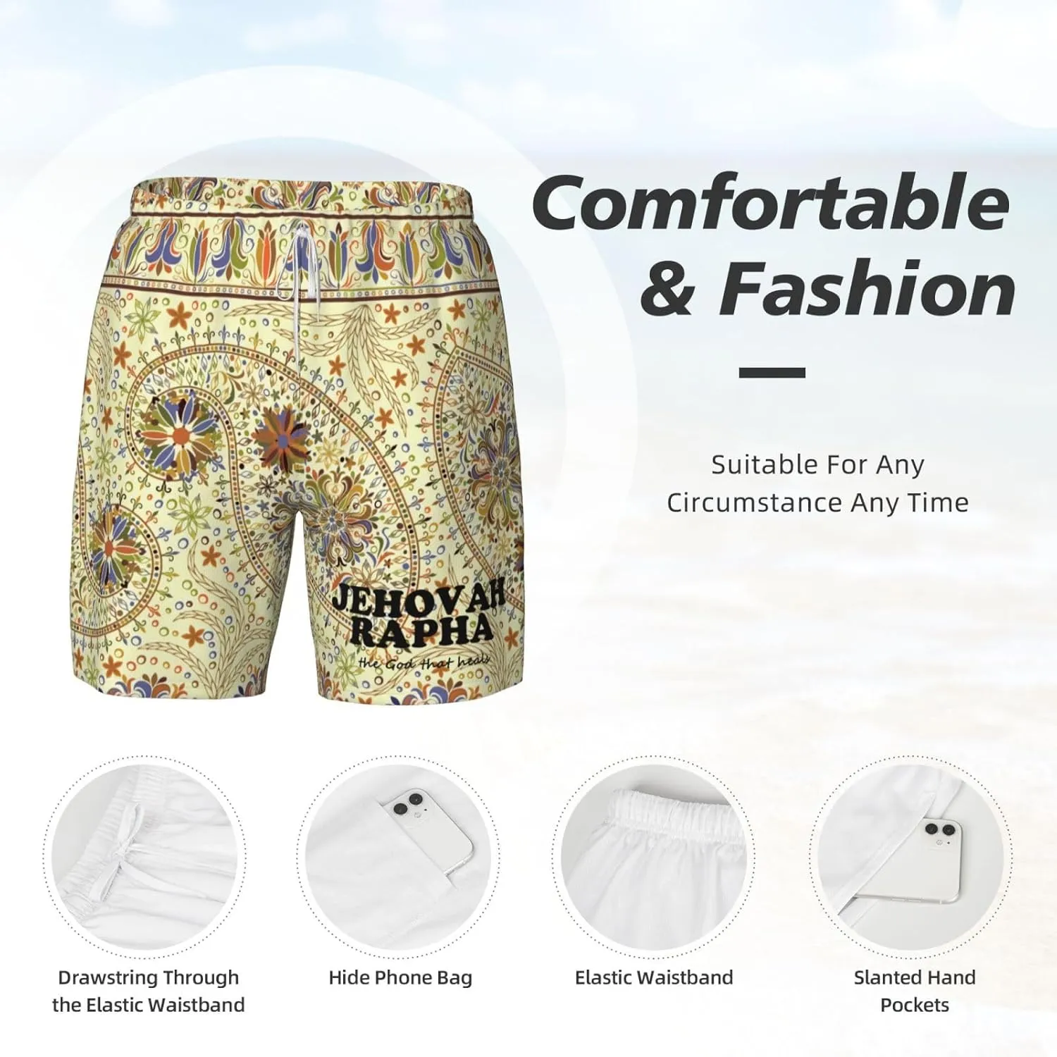 Jehovah Rapha The God Who Heals Swimming Shorts Compression Liner Swim Trunks Bathing Suits Beach Wear Swim Suits,