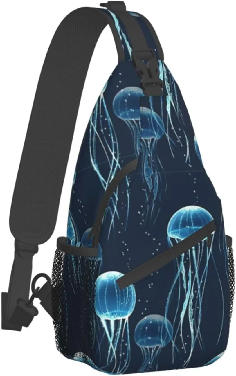 Jellyfish Crossbody Bag Funny Shoulder Bag Backpack Cute Sling Bag Chest Casual Daypack for Outdoor
