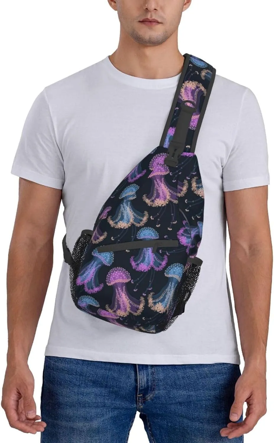 Jellyfish Crossbody Bag Funny Shoulder Bag Backpack Cute Sling Bag Chest Casual Daypack for Outdoor