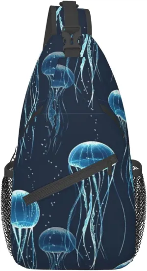 Jellyfish Crossbody Bag Funny Shoulder Bag Backpack Cute Sling Bag Chest Casual Daypack for Outdoor
