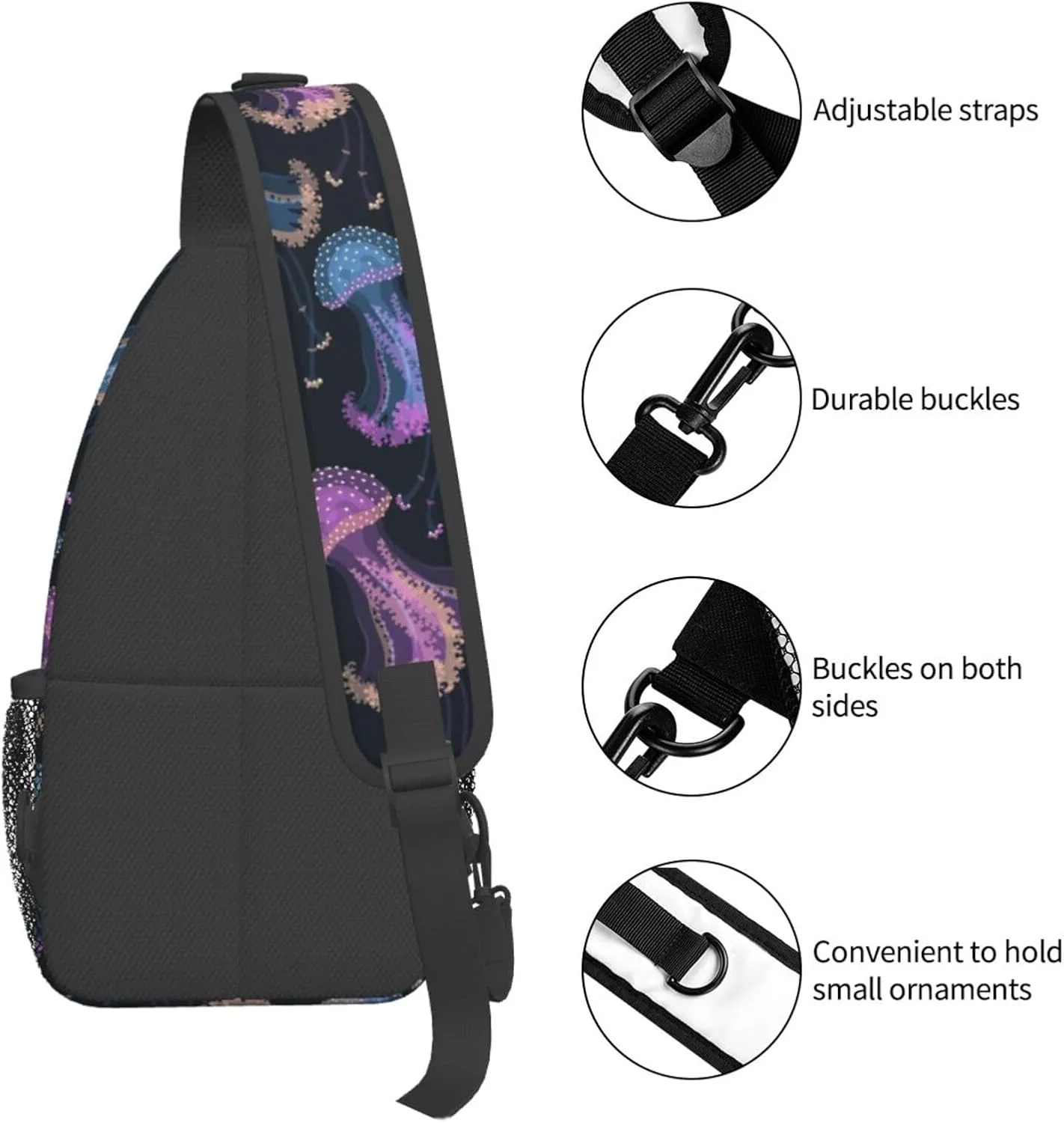 Jellyfish Crossbody Bag Funny Shoulder Bag Backpack Cute Sling Bag Chest Casual Daypack for Outdoor