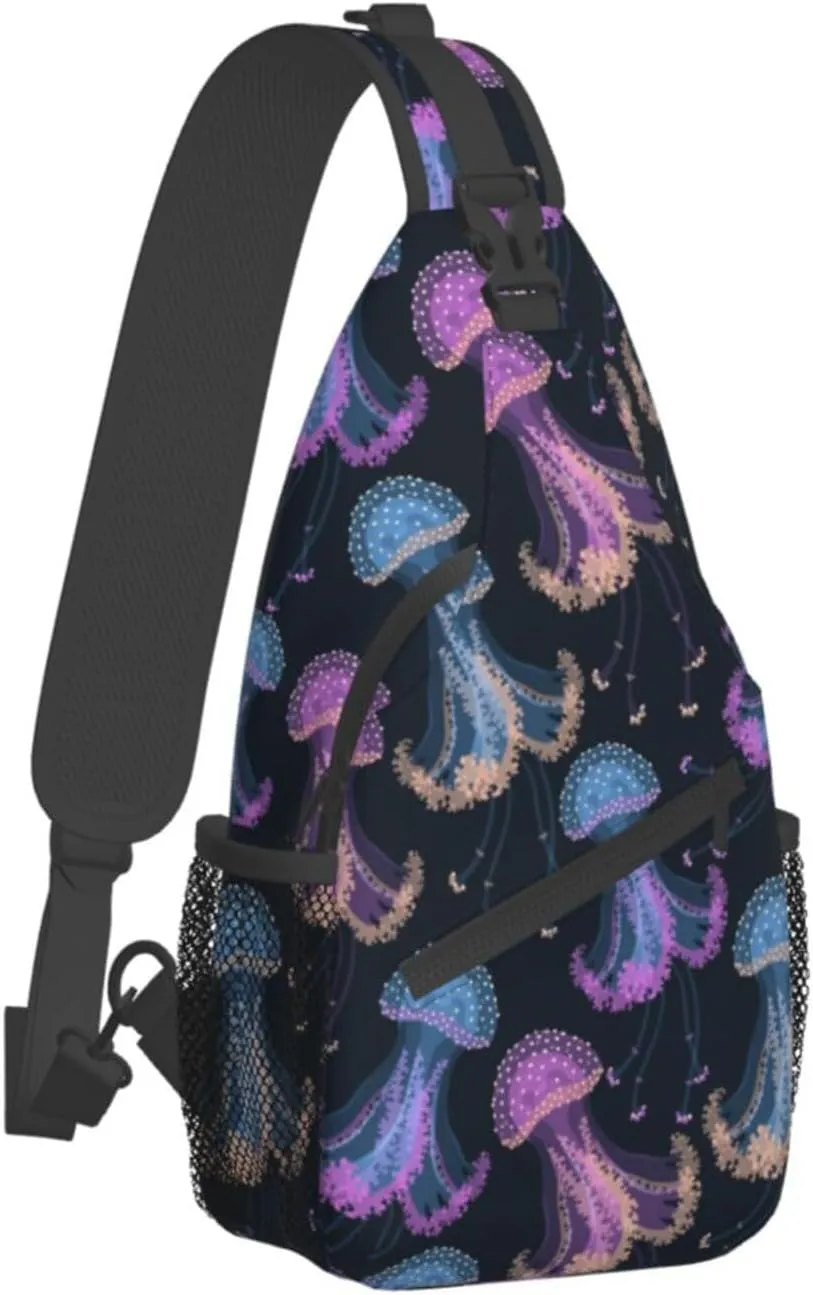 Jellyfish Crossbody Bag Funny Shoulder Bag Backpack Cute Sling Bag Chest Casual Daypack for Outdoor