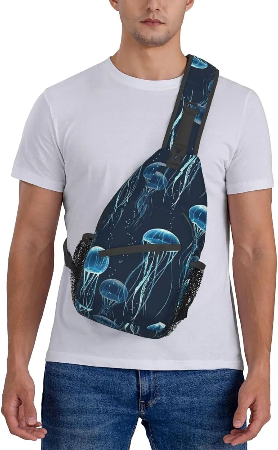 Jellyfish Crossbody Bag Funny Shoulder Bag Backpack Cute Sling Bag Chest Casual Daypack for Outdoor