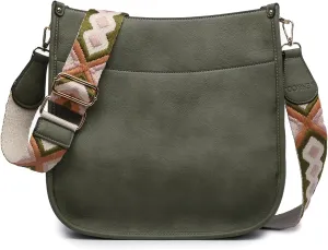 JEN & CO. Crossbody Bags for Women Trendy Vegan Leather Hobo Purses Shoulder Handbags with Wide Adjustable Guitar Strap