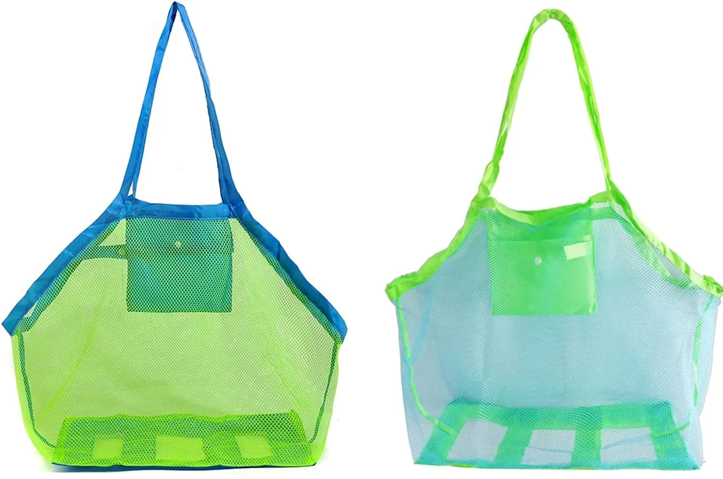 JOYFISCO Mesh Beach Bag, 2 Pack Large Sand Toys Storage Sea Shell Beach Toys Tote Bag