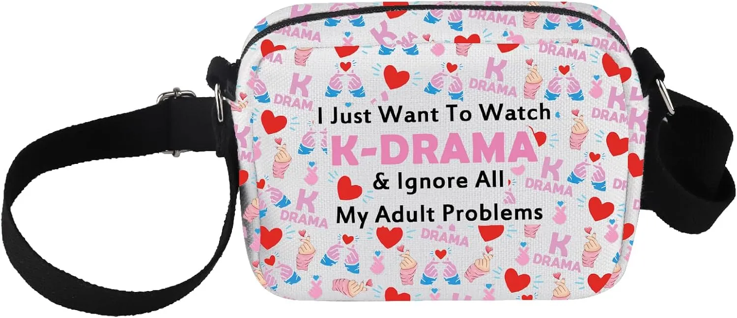 JYTAPP Korean K-Drama Singer Crossbody Bag Korean Drama Fan Gift Just Want To Watch K-Drama Funny Korea Lover Crossbody Purse
