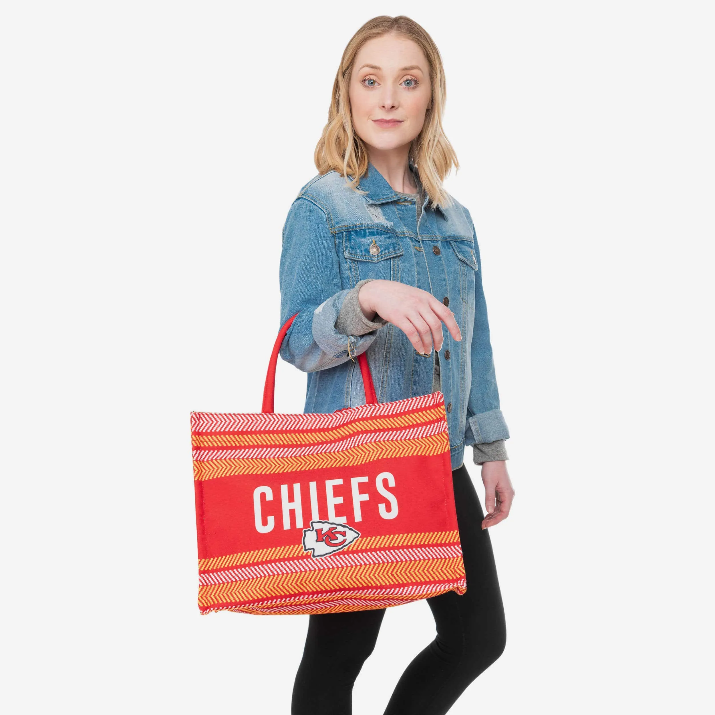 Kansas City Chiefs Stitch Pattern Canvas Tote Bag