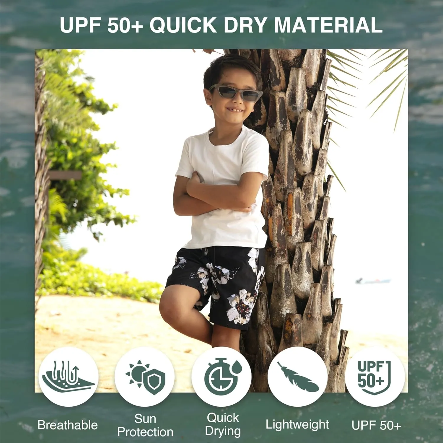 Kanu Surf Echo Boys Swim Trunks with UPF 50  Sun Protection-Quick Dry Boys Swimsuit