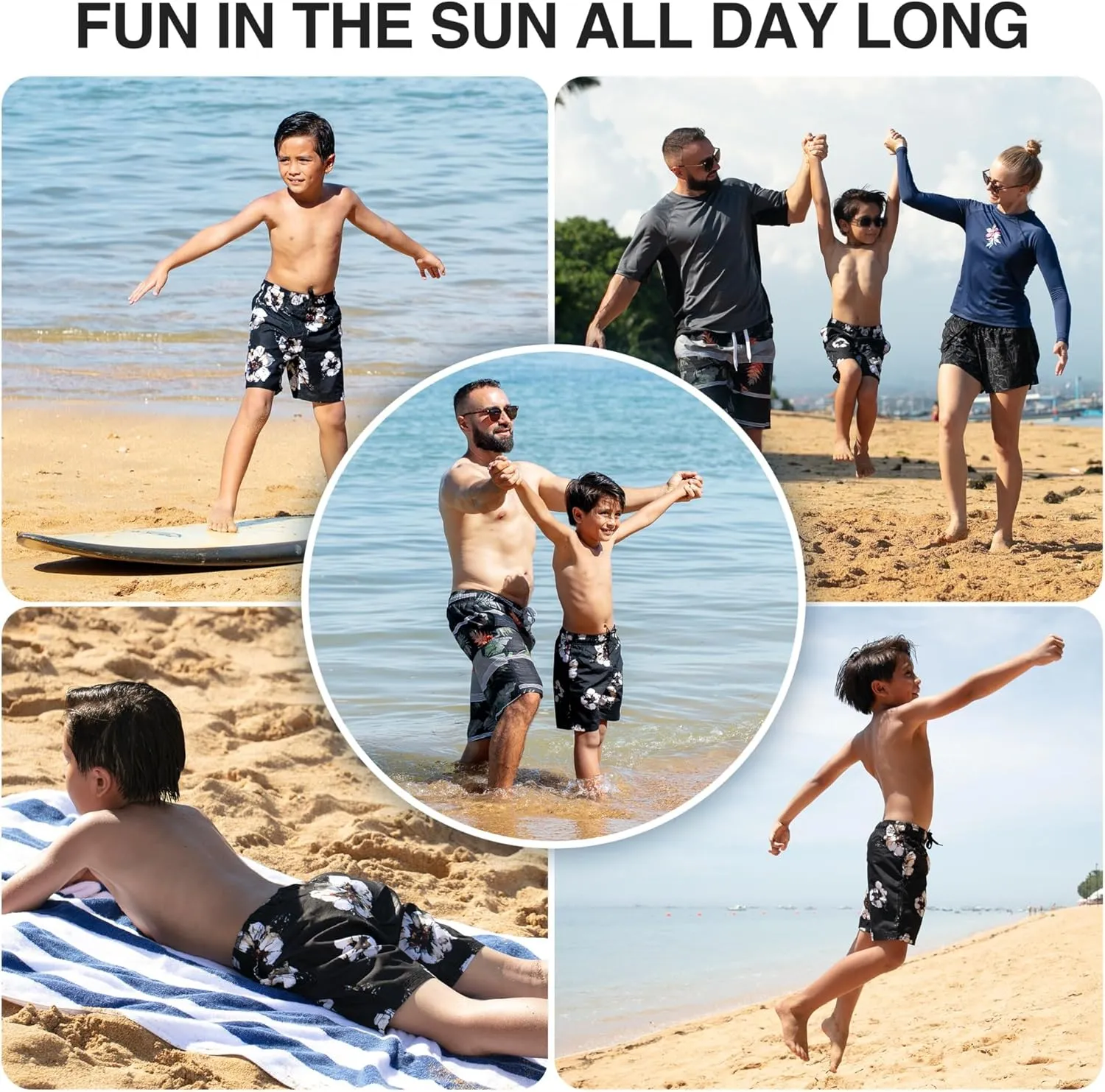 Kanu Surf Echo Boys Swim Trunks with UPF 50  Sun Protection-Quick Dry Boys Swimsuit