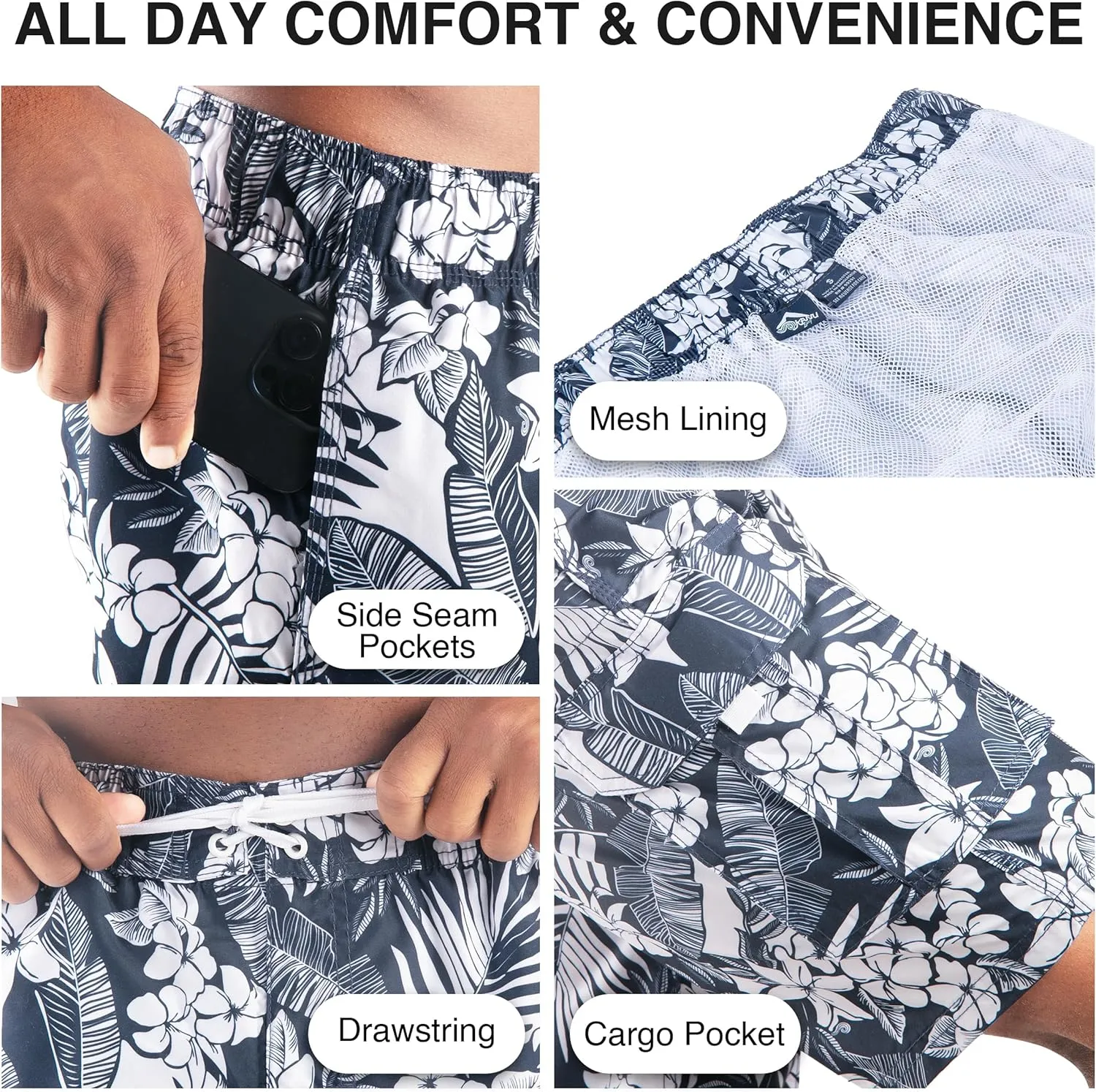 Kanu Surf Havana Men's Swim Trunks Quick Dry Swim Shorts Bathing Suit Men, 5.5 to 7 " Inseam (Regular and Extended Sizes)