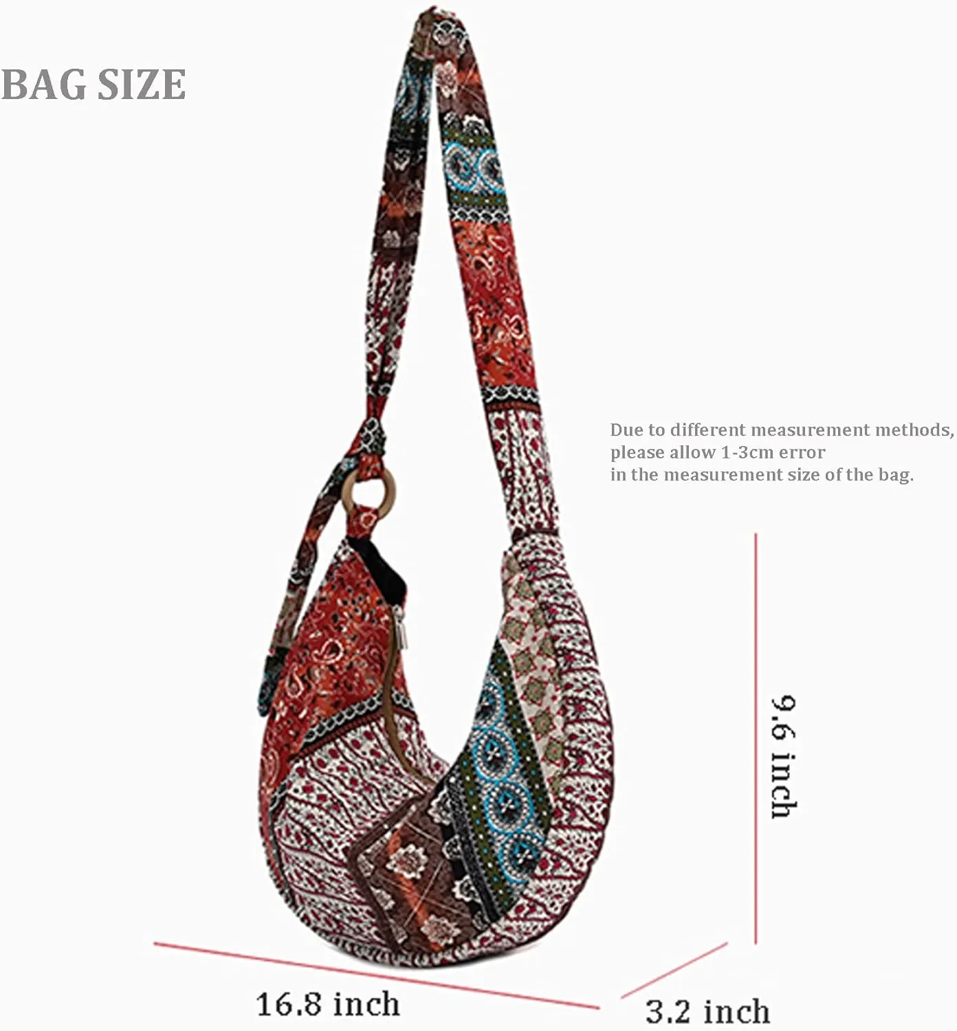 KARRESLY Women's Sling Crossbody Bag Ethnic Style Shoulder Bag with Adjustable Strap