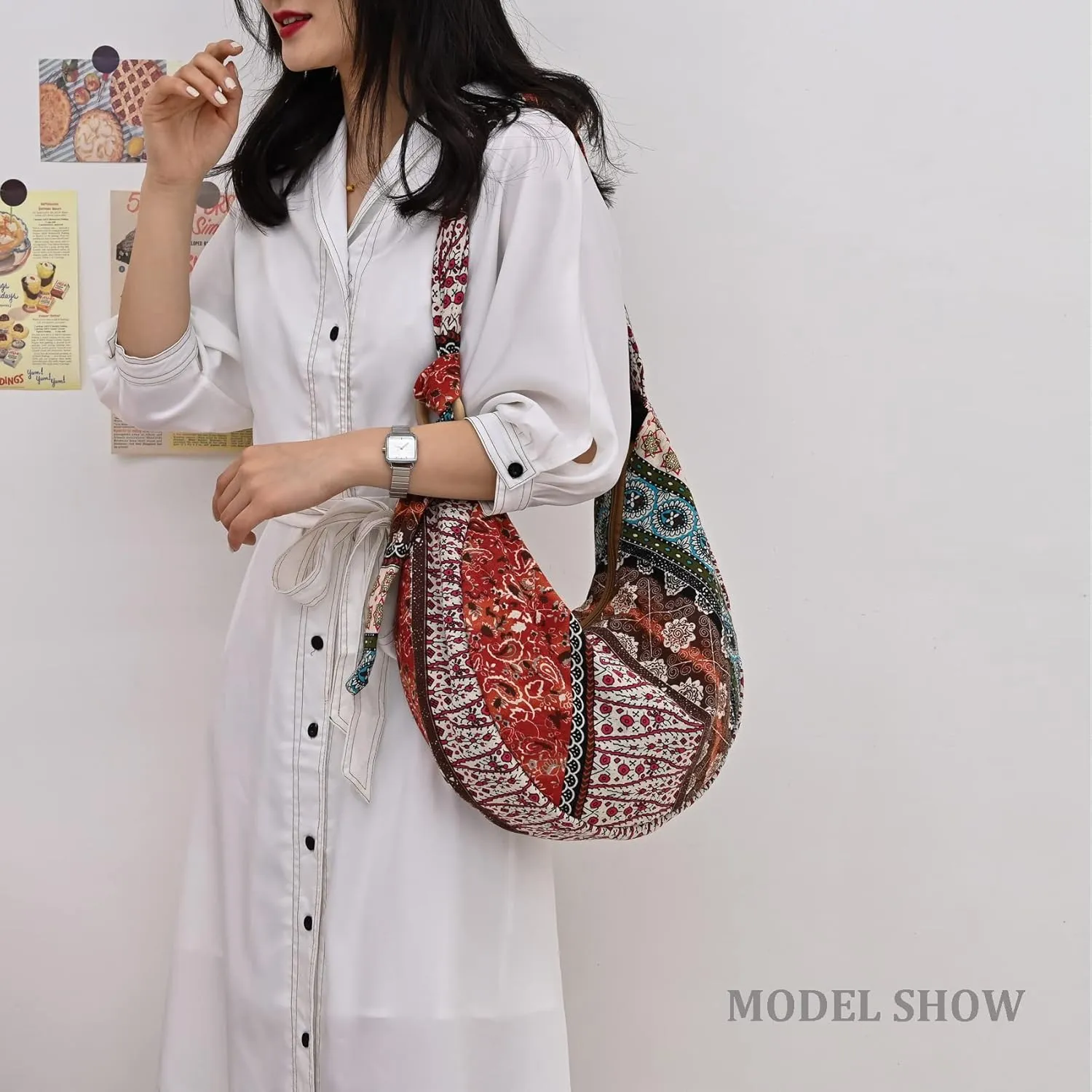 KARRESLY Women's Sling Crossbody Bag Ethnic Style Shoulder Bag with Adjustable Strap