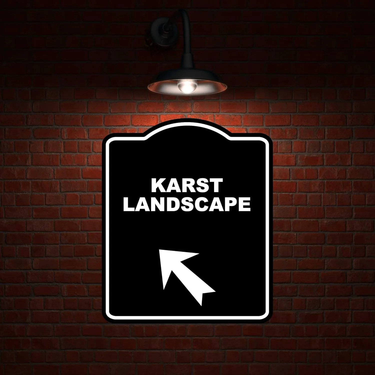 KARST LANDSCAPE Black Sign Arrow Up Left Aluminum Composite Sign 15 x 18 inches