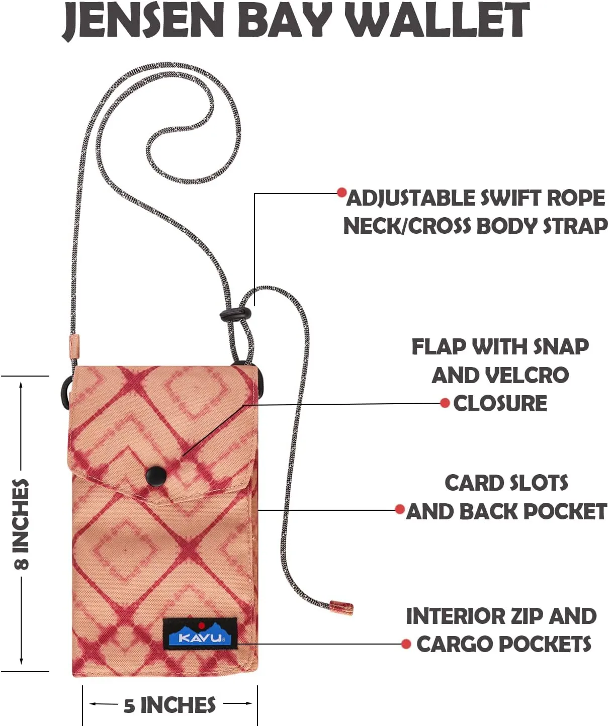 KAVU Jensen Bay Trifold Wallet Crossbody Rope Sling