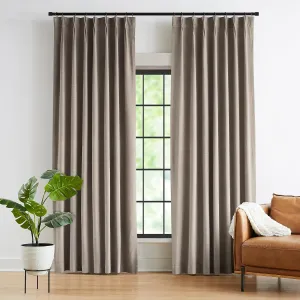 Kayne Studio Back Tab Velvet Pinch Pleated Curtains 84 Inch Long,Room Darkening Thermal Insulated Noise Reducing Window Treatments Drapes for Living Room, Mocha Tan,22 Hooks,2 Panels,38" x 84"