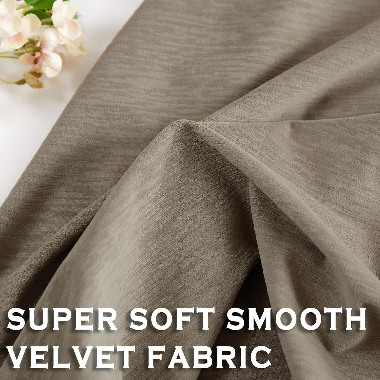 Kayne Studio Back Tab Velvet Pinch Pleated Curtains 84 Inch Long,Room Darkening Thermal Insulated Noise Reducing Window Treatments Drapes for Living Room, Mocha Tan,22 Hooks,2 Panels,38" x 84"
