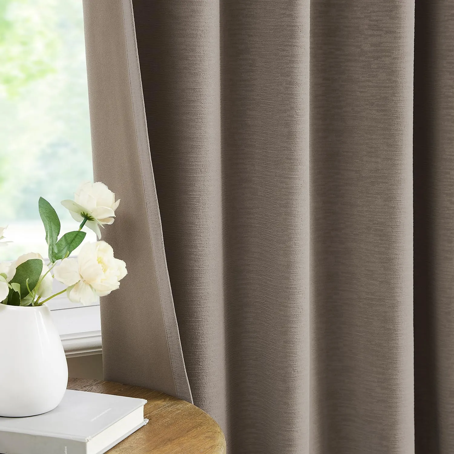 Kayne Studio Back Tab Velvet Pinch Pleated Curtains 84 Inch Long,Room Darkening Thermal Insulated Noise Reducing Window Treatments Drapes for Living Room, Mocha Tan,22 Hooks,2 Panels,38" x 84"
