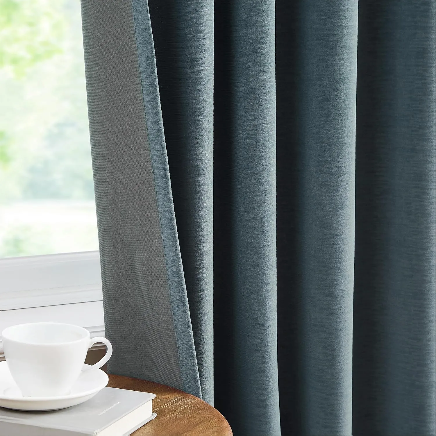 Kayne Studio Back Tab Velvet Pinch Pleated Curtains 84 Inch Long,Room Darkening Thermal Insulated Noise Reducing Window Treatments Drapes for Living Room, Storm Blue,22 Hooks,2 Panels,38" x 84"