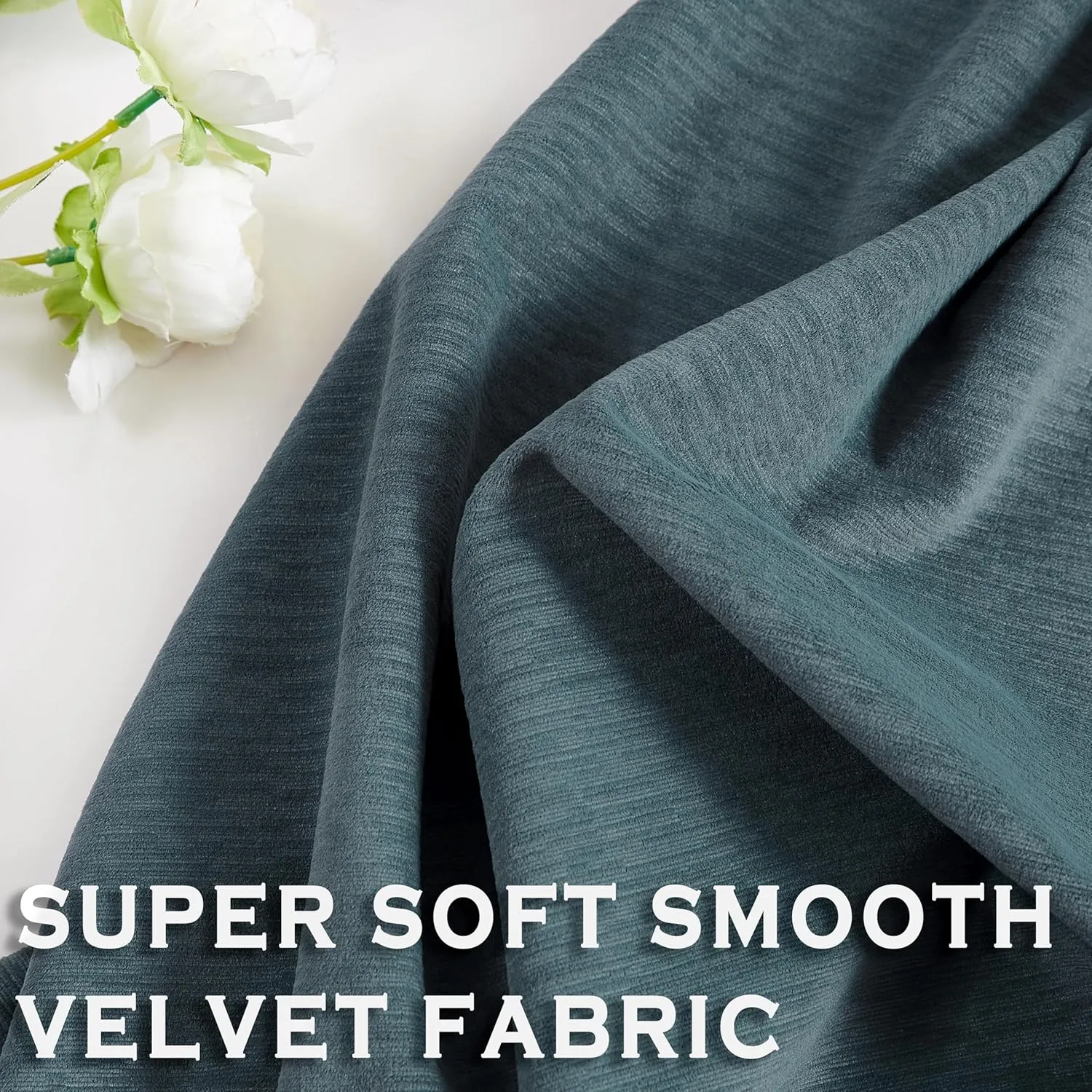Kayne Studio Back Tab Velvet Pinch Pleated Curtains 84 Inch Long,Room Darkening Thermal Insulated Noise Reducing Window Treatments Drapes for Living Room, Storm Blue,22 Hooks,2 Panels,38" x 84"