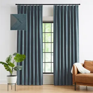 Kayne Studio Back Tab Velvet Pinch Pleated Curtains 84 Inch Long,Room Darkening Thermal Insulated Noise Reducing Window Treatments Drapes for Living Room, Storm Blue,22 Hooks,2 Panels,38" x 84"