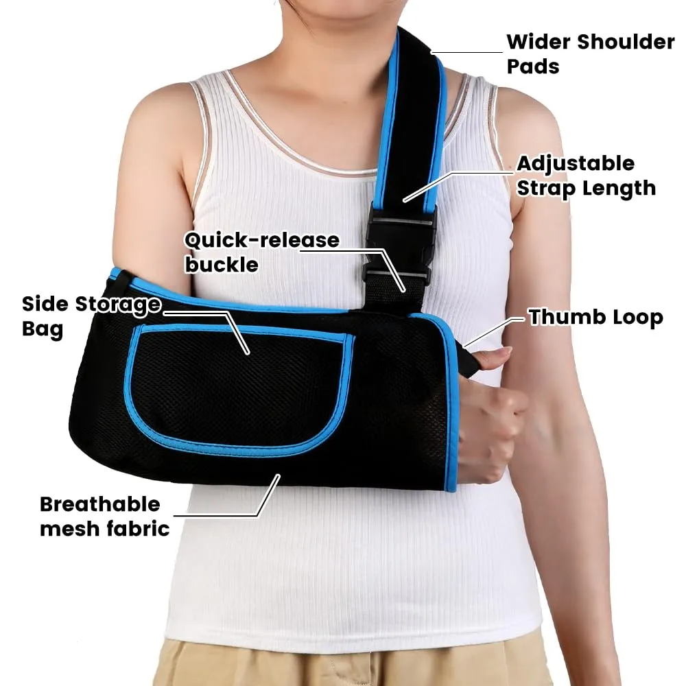 kids arm sling, Lightweight & Breathable Medical Sling with Adjustable Shoulder Strap, Shoulder Mesh Immobilizer Slings for Elbow Injury/Torn Rotator Cuff/Wrist Injury/Surgery, Right or Left