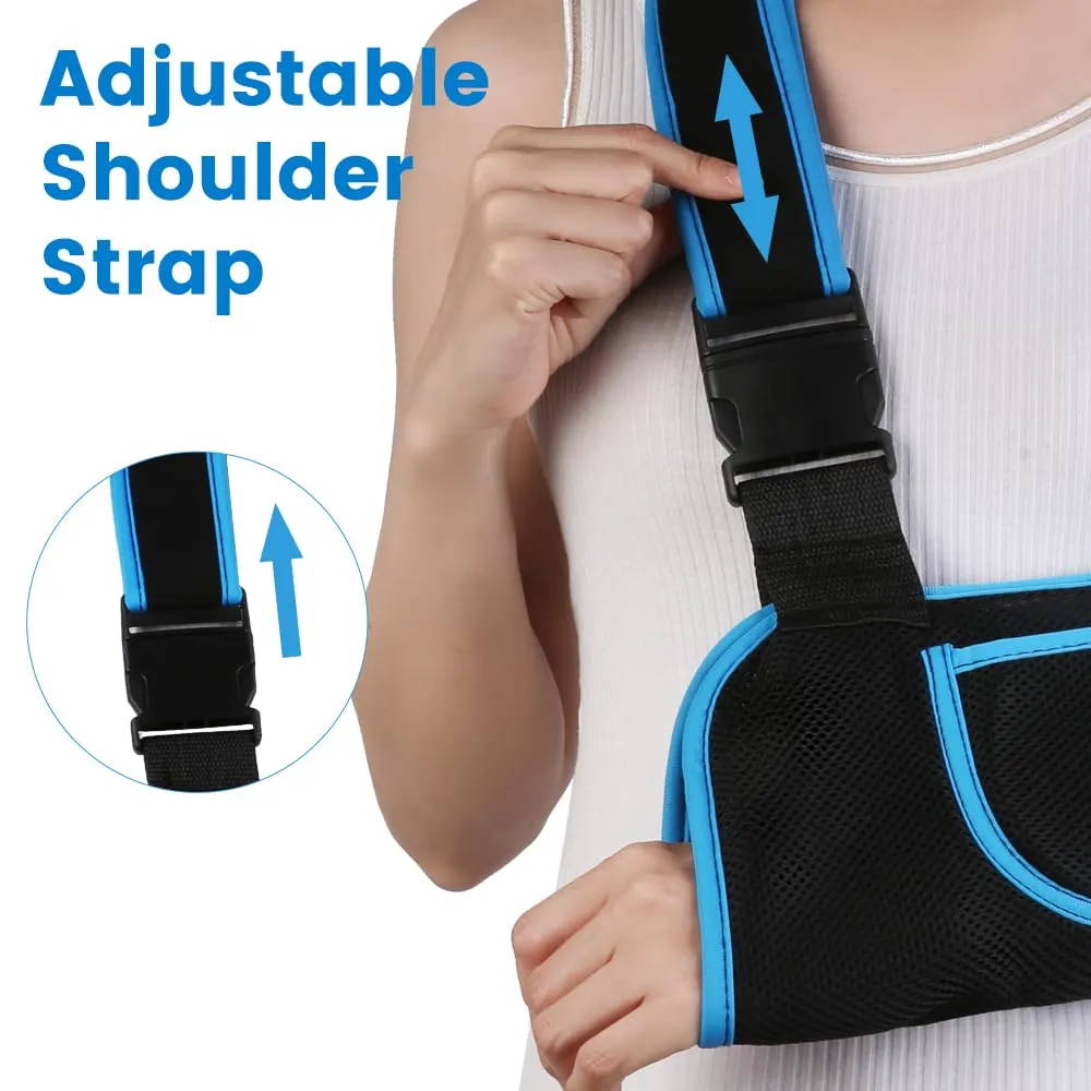 kids arm sling, Lightweight & Breathable Medical Sling with Adjustable Shoulder Strap, Shoulder Mesh Immobilizer Slings for Elbow Injury/Torn Rotator Cuff/Wrist Injury/Surgery, Right or Left