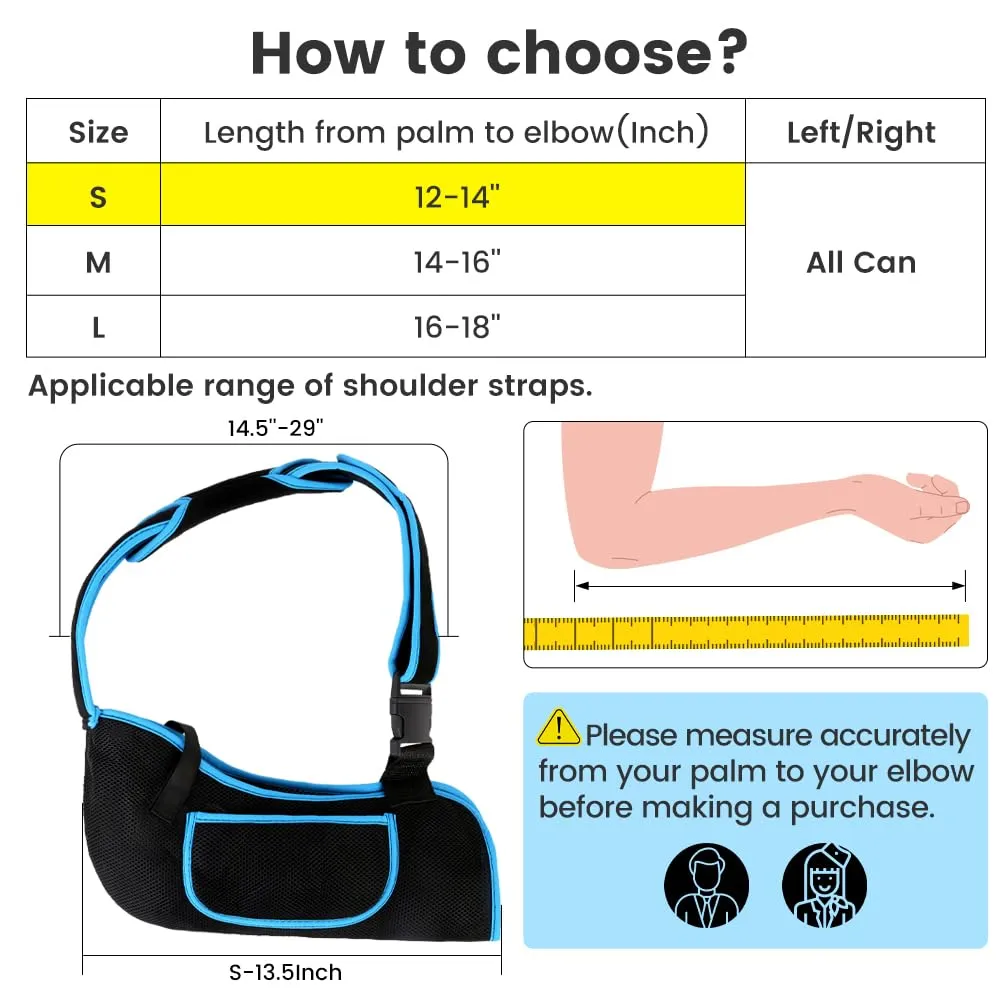 kids arm sling, Lightweight & Breathable Medical Sling with Adjustable Shoulder Strap, Shoulder Mesh Immobilizer Slings for Elbow Injury/Torn Rotator Cuff/Wrist Injury/Surgery, Right or Left