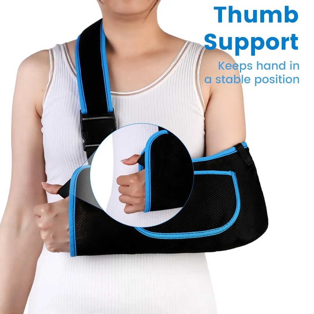 kids arm sling, Lightweight & Breathable Medical Sling with Adjustable Shoulder Strap, Shoulder Mesh Immobilizer Slings for Elbow Injury/Torn Rotator Cuff/Wrist Injury/Surgery, Right or Left
