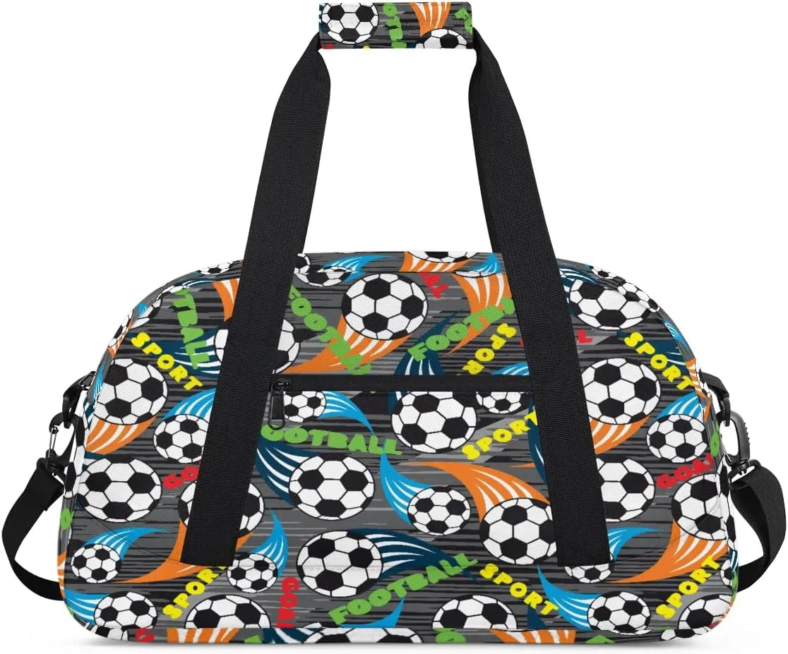 Kids Overnighter Duffel Bags for Boys Girls, Soccer Carry-On Size Sports Gym Bag for School Practice or Overnight Travel Weekender Sleepover Workout Tote Bag