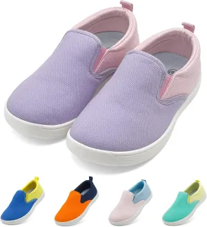 Kids Shoes Canvas Sneakers Kids Slip on Wide Toe Box Barefoot Shoes Comfortable Lightweight Running Tennis Athletic Sports Sneakers for Boys Girls
