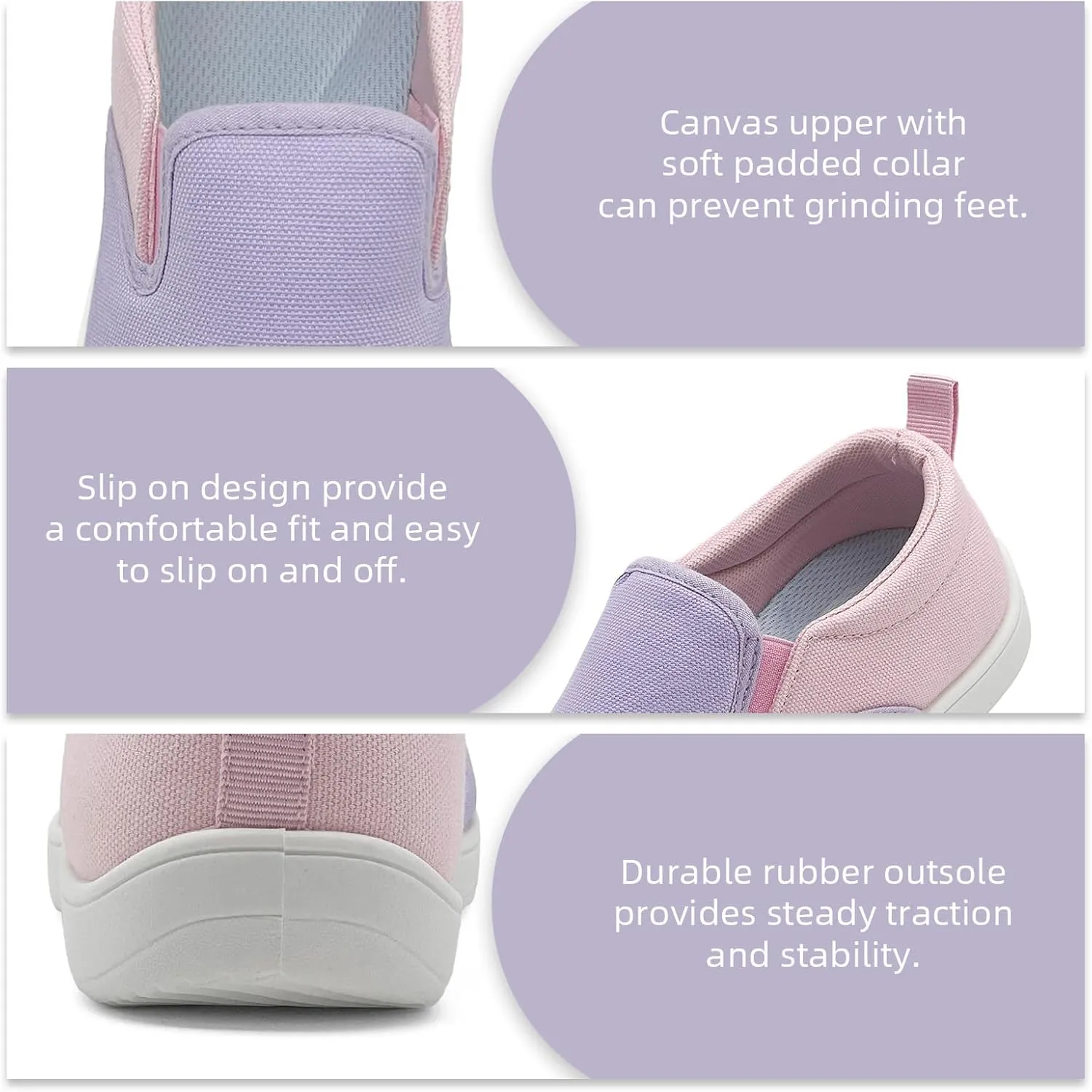 Kids Shoes Canvas Sneakers Kids Slip on Wide Toe Box Barefoot Shoes Comfortable Lightweight Running Tennis Athletic Sports Sneakers for Boys Girls