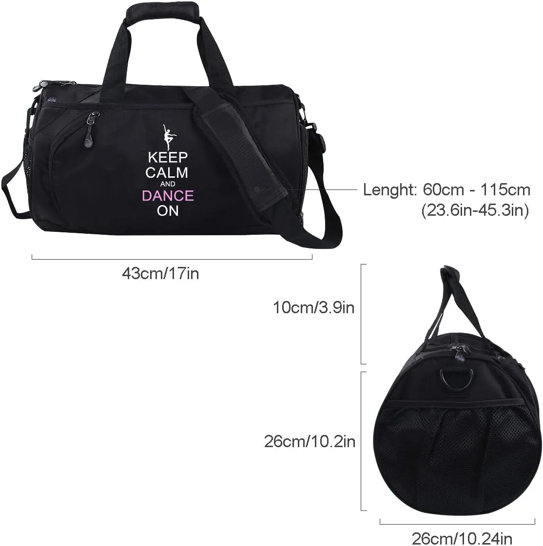 kilofly Girl's Ballet Dance Sports Gym Duffel Bag Shoulder Travel Carry On