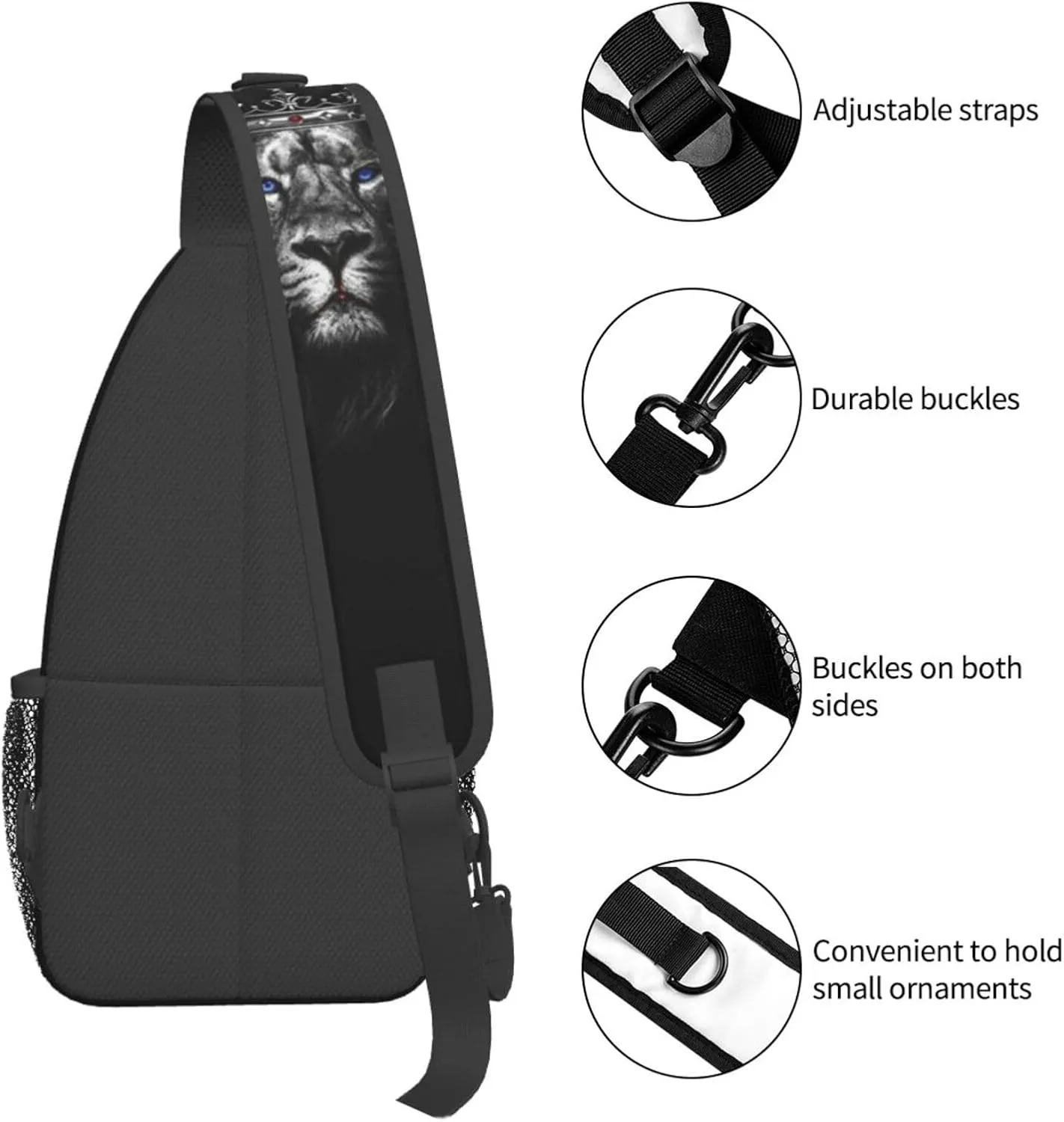 King Crossbody Bag Men Shoulder Bag Backpack Mens Sling Bag Chest Casual Daypack for Outdoor
