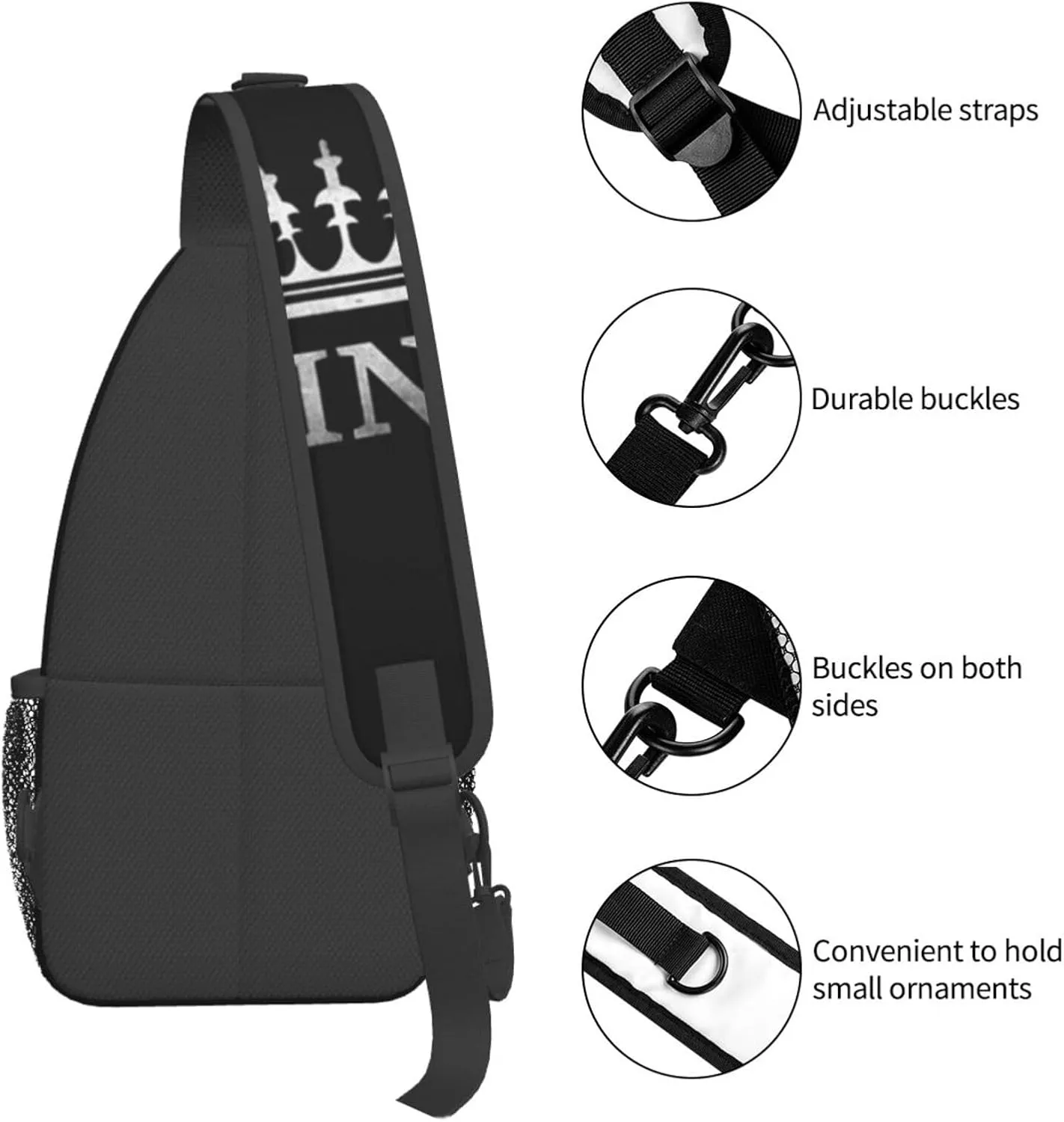 King Crossbody Bag Men Shoulder Bag Backpack Mens Sling Bag Chest Casual Daypack for Outdoor