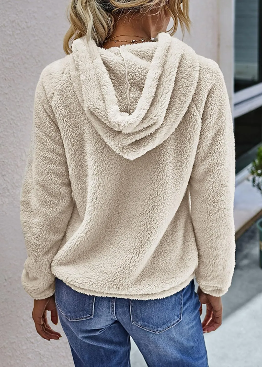 KIRUNDO Women's 2025 Winter Fuzzy Fleece Hoodies Sweatshirts Casual Long Sleeves Shaggy Sherpa Pullover With Pockets