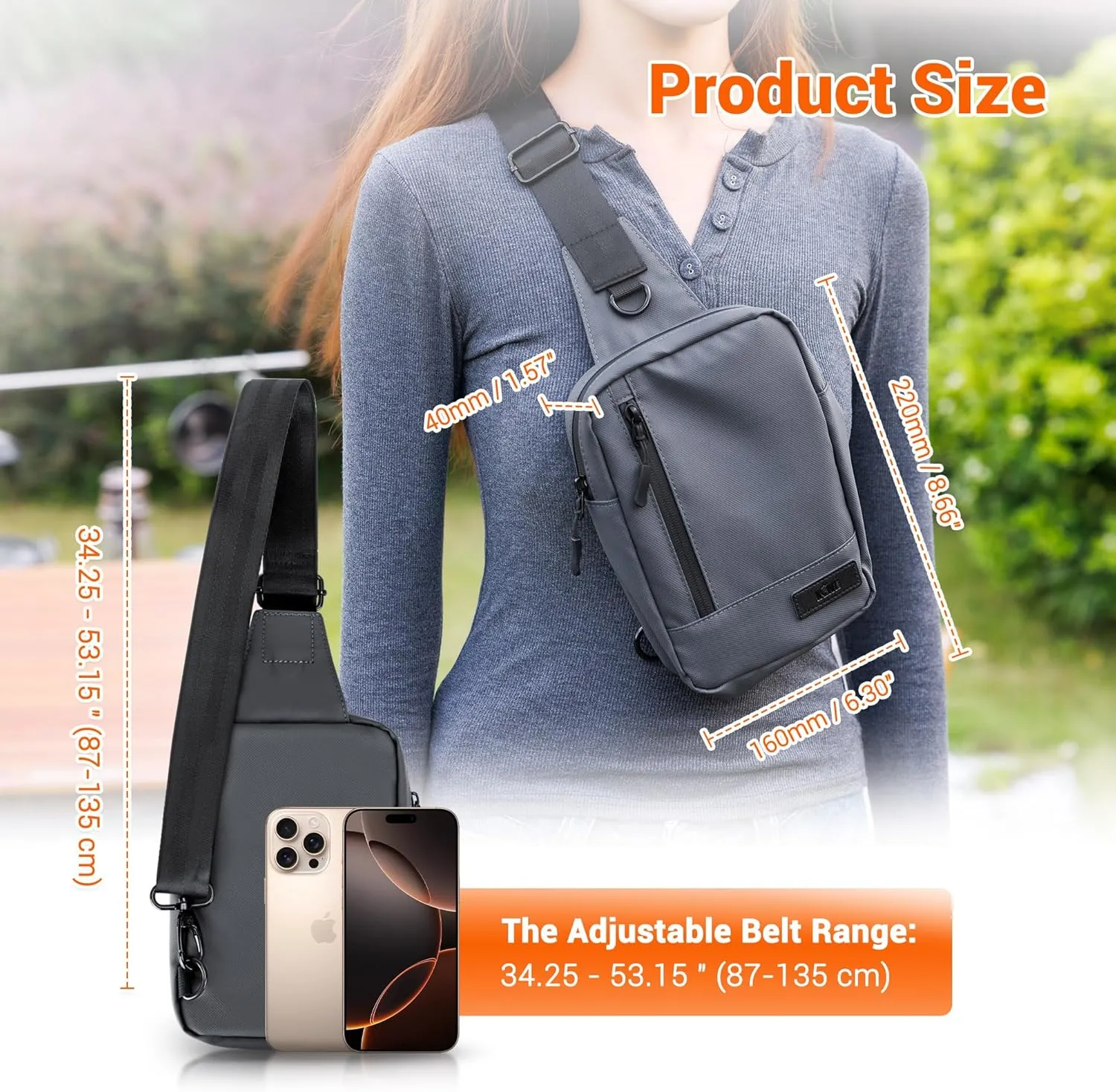 KIWIFOTOS Travel Phone Pouch Mini Phone Holster Sling Bag for Women Crossbody Bag with Adjustable Strap for iPad Mini 6 iPhone 16 15 Pro Max Workout Walking Passport Wallet