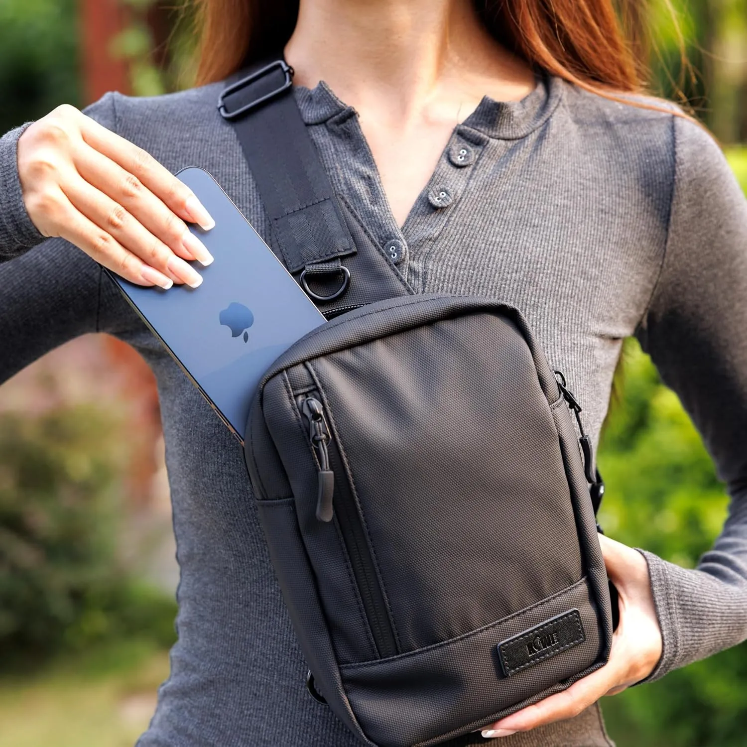 KIWIFOTOS Travel Phone Pouch Mini Phone Holster Sling Bag for Women Crossbody Bag with Adjustable Strap for iPad Mini 6 iPhone 16 15 Pro Max Workout Walking Passport Wallet