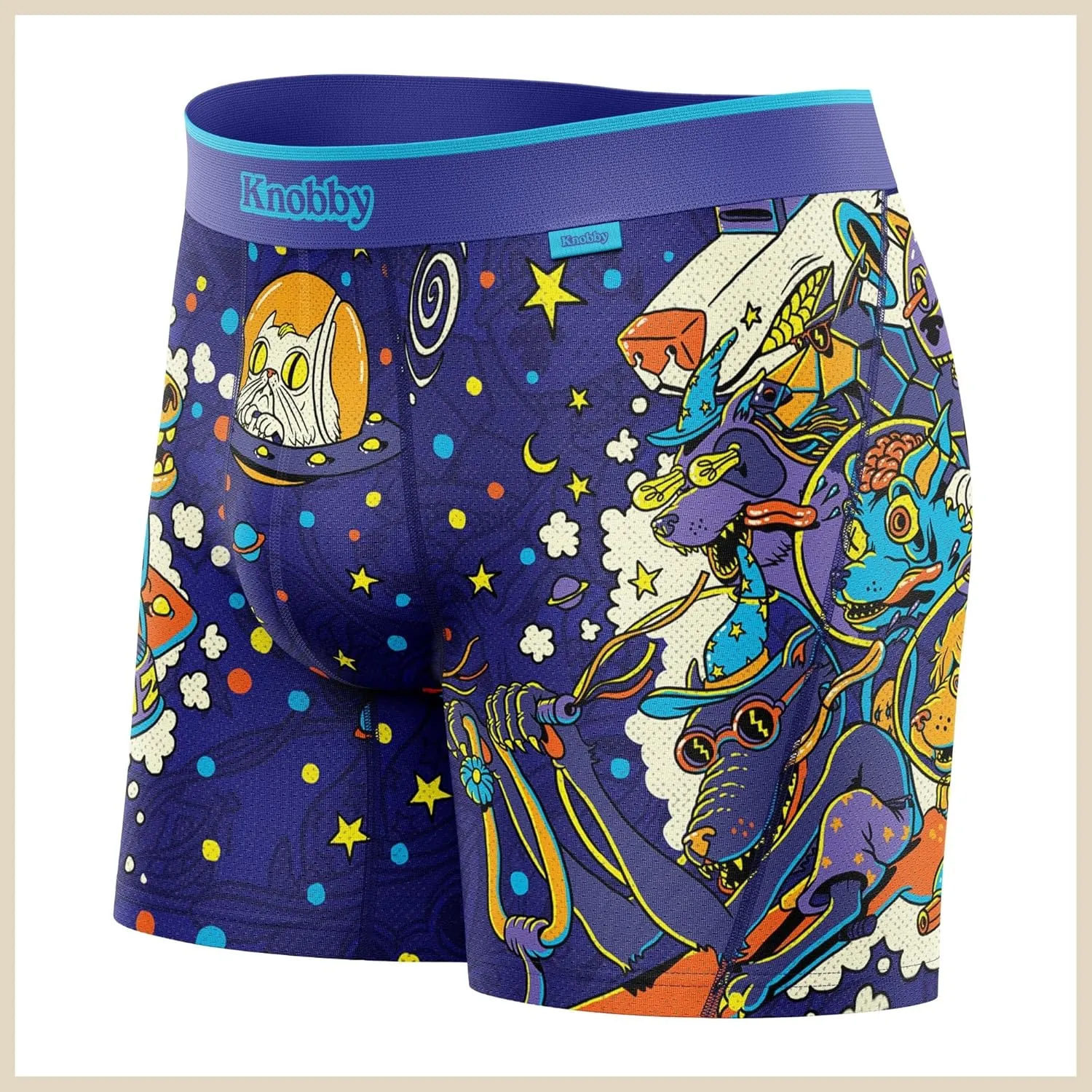 Knobby Mens Boxer Briefs - 4.5" Inseam, Moisture Wicking, Odor Control, Breathable, Tagless, Designer Underwear for Men