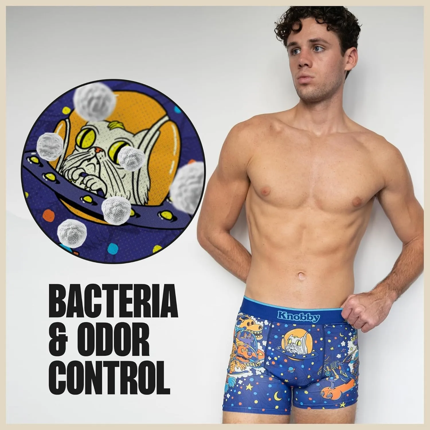 Knobby Mens Boxer Briefs - 4.5" Inseam, Moisture Wicking, Odor Control, Breathable, Tagless, Designer Underwear for Men