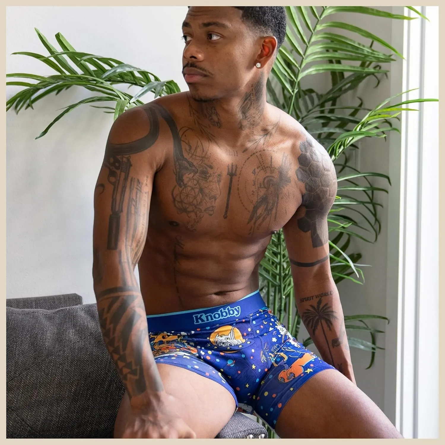 Knobby Mens Boxer Briefs - 4.5" Inseam, Moisture Wicking, Odor Control, Breathable, Tagless, Designer Underwear for Men