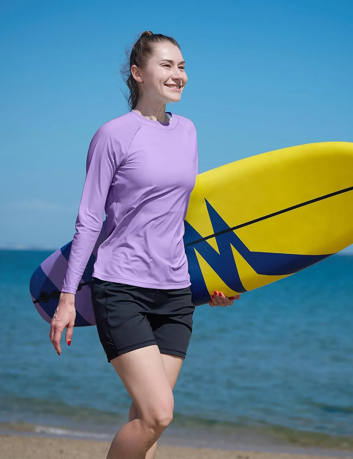 KPSUN Womens Long Sleeve Rash Guard UPF 50  Swim Shirts Sun Uv Protection Surfing Top for Beach Swimming Quick Dry