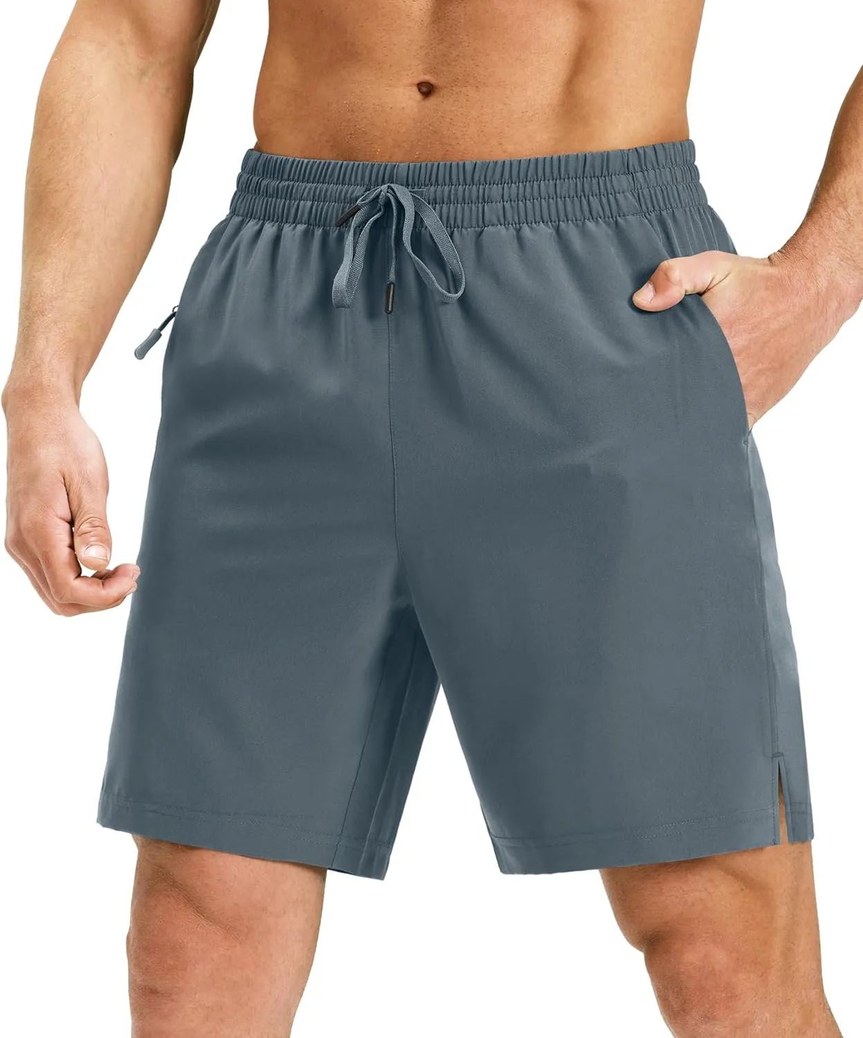 Ksmien Men's Running Shorts 7 Inch with Zipper Pockets Quick Dry Lightweight Athletic Shorts for Workout Gym Basketball