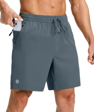 Ksmien Men's Running Shorts 7 Inch with Zipper Pockets Quick Dry Lightweight Athletic Shorts for Workout Gym Basketball