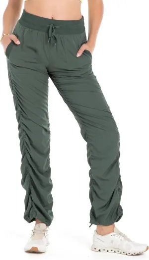 Kyodan Women’s Woven Pant with Ribbed Waistband Front Pockets Adjustable