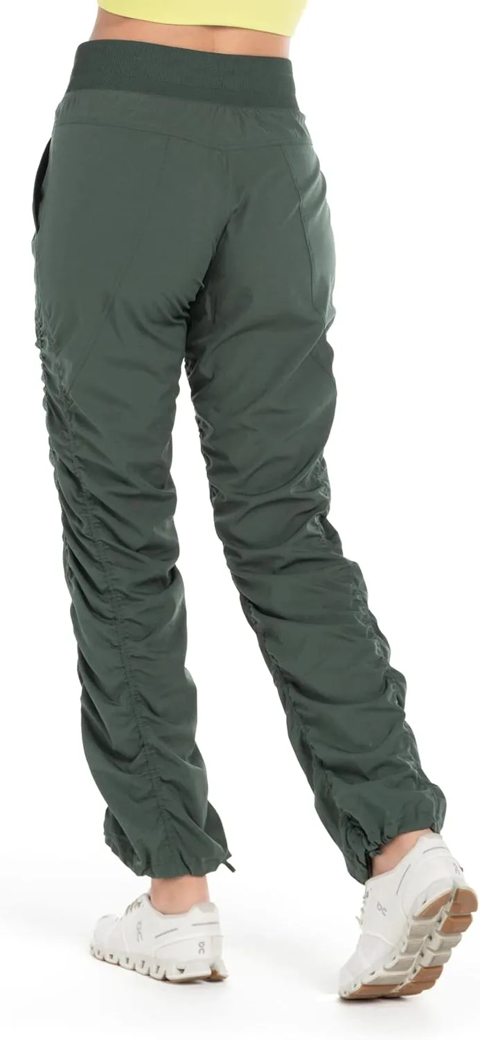 Kyodan Women’s Woven Pant with Ribbed Waistband Front Pockets Adjustable